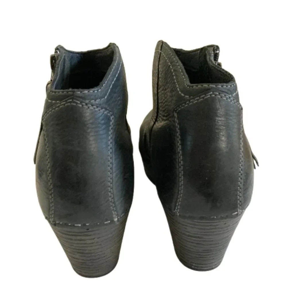 Dansko SALE! Wedge Ankle Boots Veronica Black Leather Tassel, size 40, 9-9 1/2